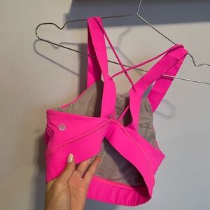lululemon athletica Bright Pink Strappy Back Sports Bra size 8
